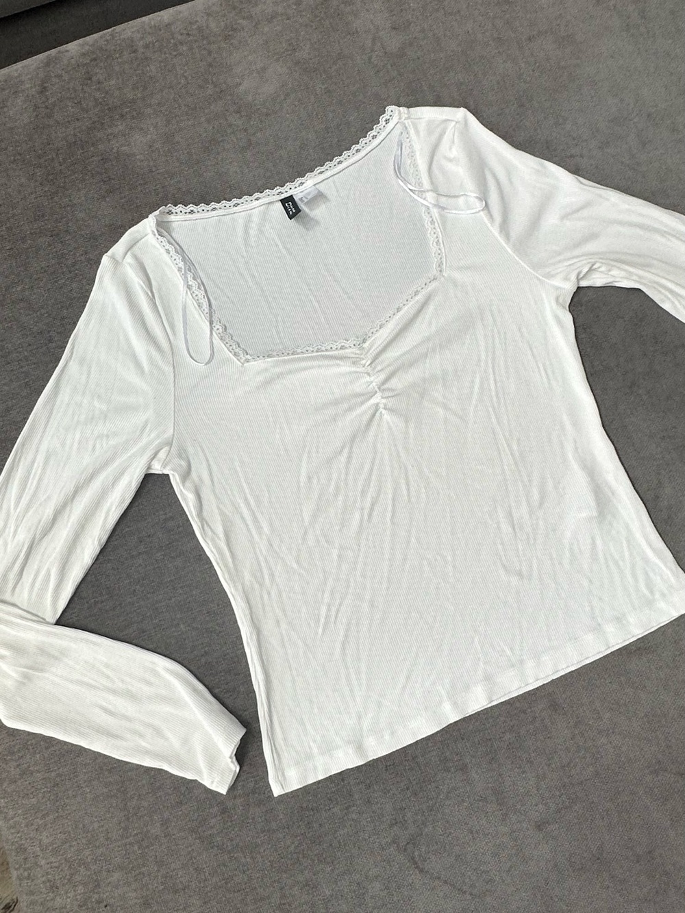 Divided White Ribbed Women's Top